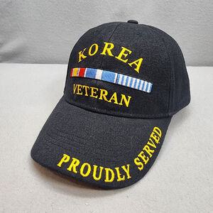 Black Korea Veteran Deluxe‎ Low Profile Insignia Adjustable Baseball Cap